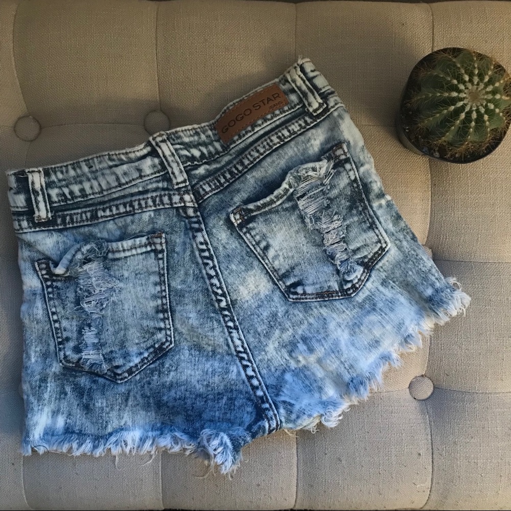 High Waisted Acid Wash Shorts